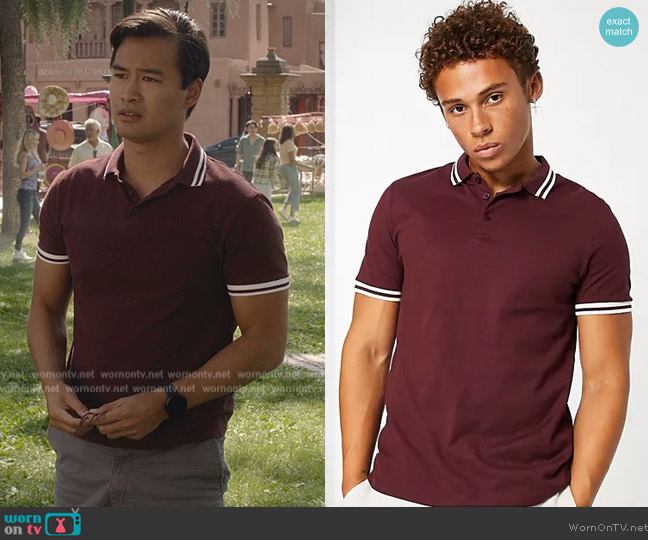 ASOS Tipped Pique Polo Shirt worn by Ethan Chow (Jordan Rodrigues) on National Treasure: Edge of History