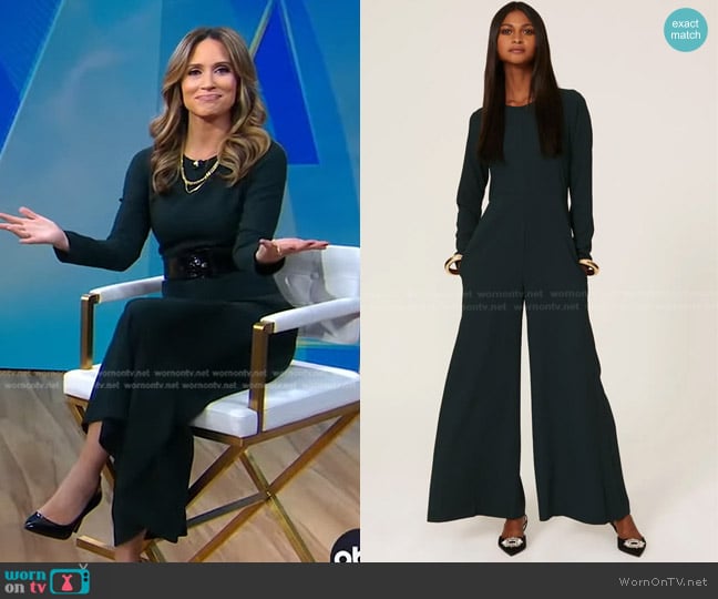 Adam Lippes Collective Wide Leg Jumpsuit worn by Rhiannon Ally on Good Morning America