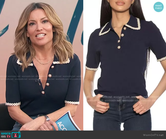 Alexia Admor Brianna Collared Top worn by Kit Hoover on Access Hollywood