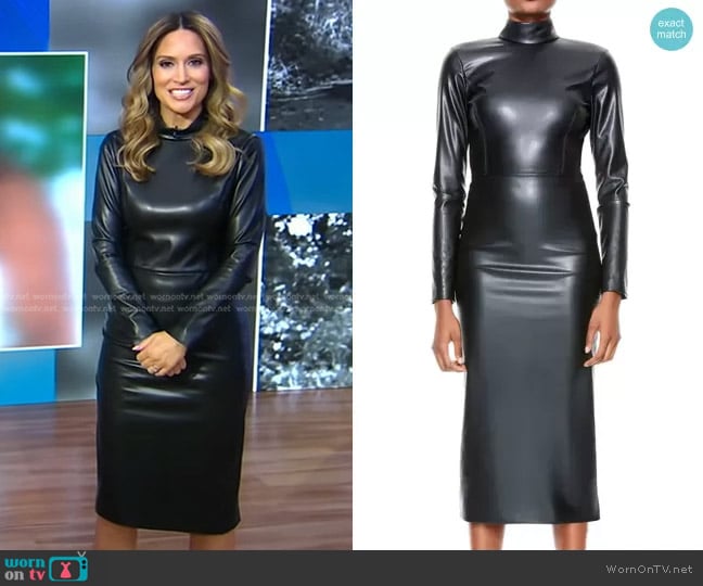 Alice + Olivia Delora Faux Leather Dress worn by Rhiannon Ally on Good Morning America