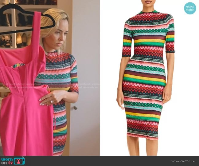 Alice + Olivia Delora Striped Midi Dress worn by Nicole Martin (Nicole Martin) on The Real Housewives of Miami