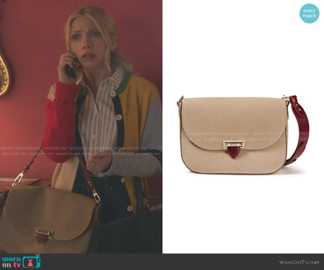 Aspinal of London Slouchy Saddle Shoulder Bag in Mushroom worn by Kate Keller (Tavi Gevinson) on Gossip Girl