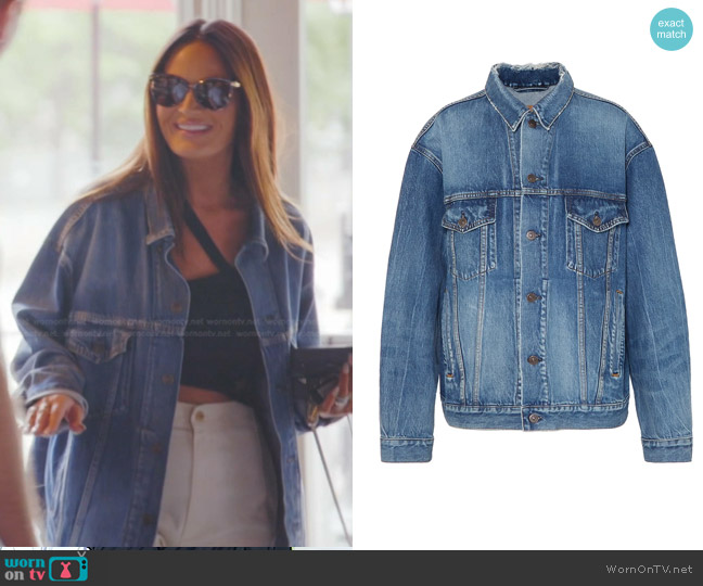 Balenciaga Like A Man Oversized Denim Jacket worn by Lisa Barlow on The Real Housewives of Salt Lake City