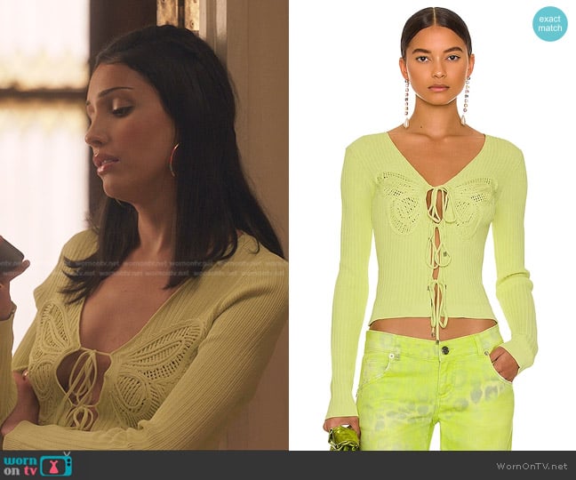 Blumarine Embroidered Cardigan worn by Luna La (Zión Moreno) on Gossip Girl