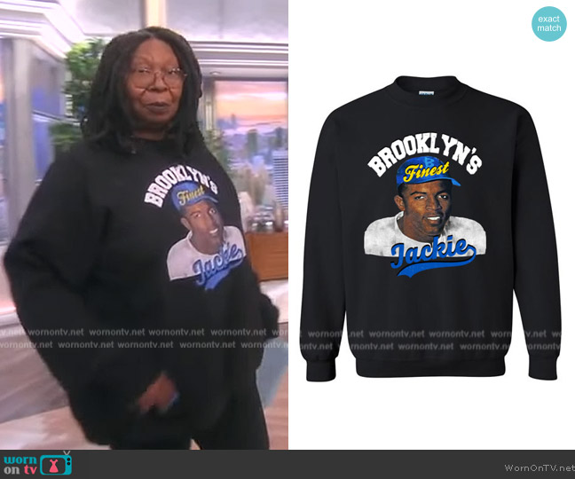 Melanin Apparel Brooklyn's Finest Jackie Robinson Sweatshirt worn by Whoopi Goldberg on The View