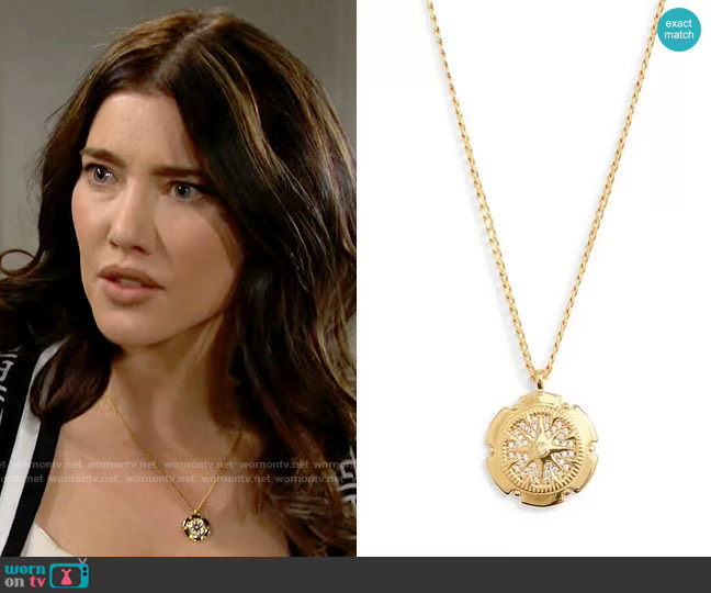 Baublebar Estella Compass Pendant Necklace worn by Steffy Forrester (Jacqueline MacInnes Wood) on The Bold and the Beautiful