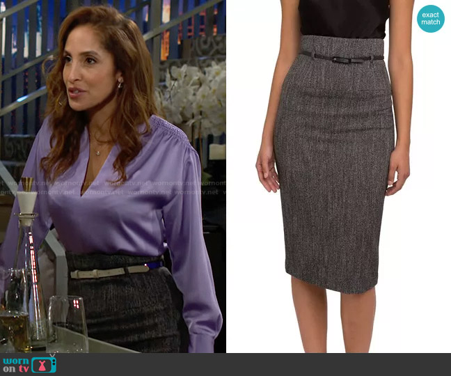 Black Halo Jackie O Skirt worn by Lily Winters (Christel Khalil) on The Young and the Restless