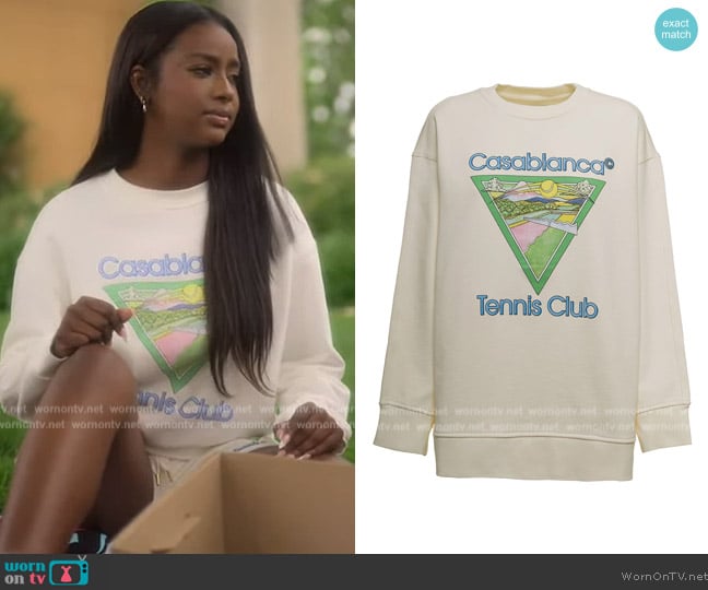 Casablanca Casablanca Logo Print Crewneck Sweatshirt worn by Annika (Justine Skye) on Grown-ish