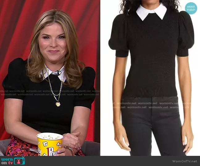 Alice + Olivia Chase Puff Sleeve Sweater with Removable Collar worn by Jenna Bush Hager on Today