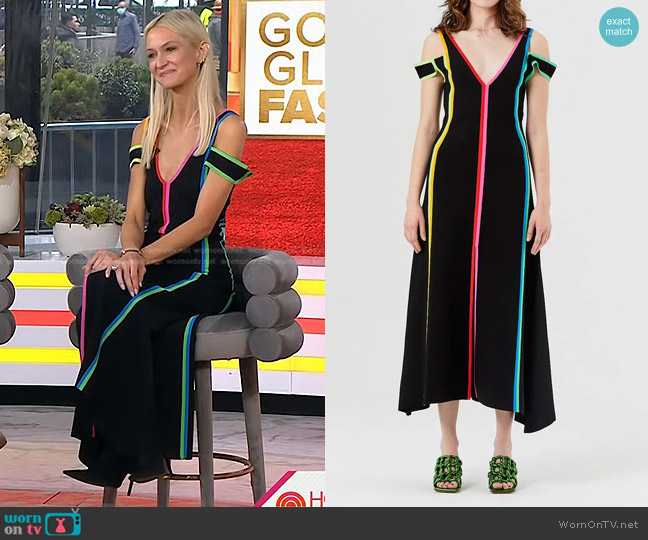 Christopher John Rogers Striped Stretch-Knit Midi Dress worn by Zanna Roberts Rassi on Today