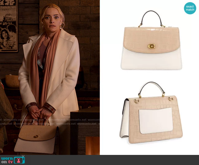 Coach Parker 32 Two-Tone Croc-Embossed Leather Top-Handle Bag worn by Georgia Miller (Brianne Howey) on Ginny & Georgia