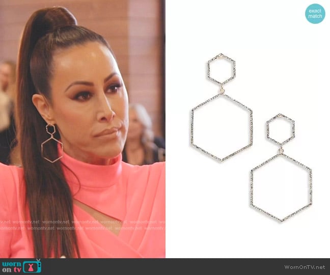 Panacea Crystal Hexagon Earrings worn by Angie Katsanevas on The Real Housewives of Salt Lake City