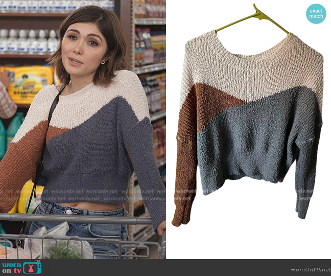 Dreamers by Debut Colorblock Sweater worn by (Daniella Pineda) on Home Economics