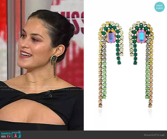 Demarson Divina Crystal Waterfall Earrings worn by Donna Farizan on Today