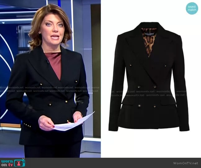 WornOnTV: Norah’s black double breasted blazer on CBS Evening News ...