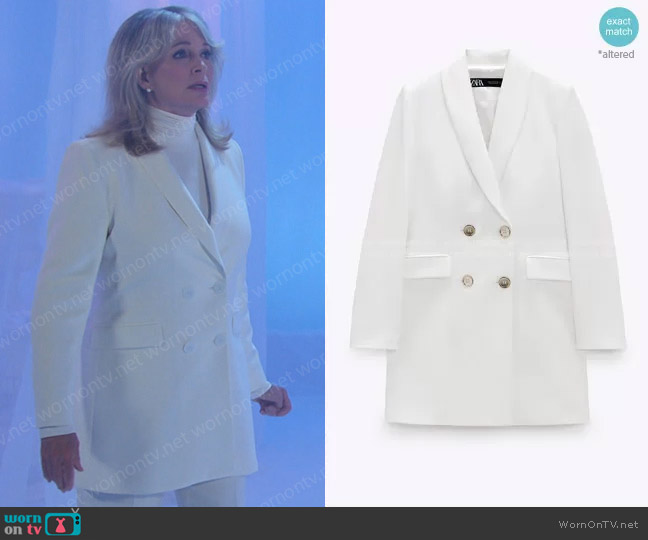 Zara Double Breasted Long Blazer worn by Marlena Evans (Deidre Hall) on Days of our Lives