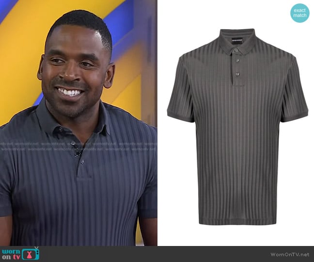 Emporio Armani Fine-Ribbed Polo Shirt worn by Justin Sylvester on Today