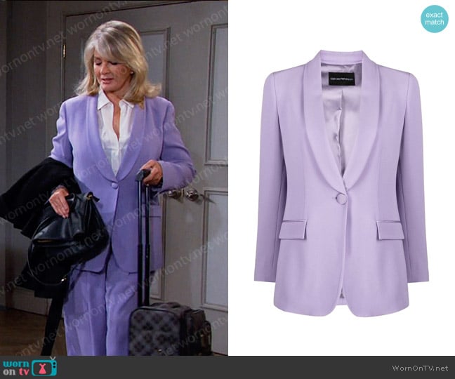 Emporio Armani Single-Breasted Tuxedo Jacket worn by Marlena Evans (Deidre Hall) on Days of our Lives