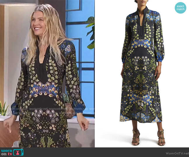 Etro Long Dress with Leafy Floral Print worn by Amanda Kloots on The Talk