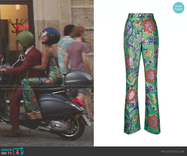 Dolce & Gabbana Floral Jjacquard High-waisted Trousers worn by Julien Calloway (Jordan Alexander) on Gossip Girl