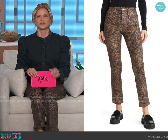 Frame Le Sylvie Coated High Waist Straight Leg Jeans worn by Natalie Morales on The Talk
