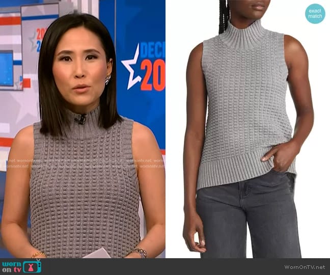 French Connection Mozart Popcorn Stitch Sleeveless Cotton Sweater worn by Vicky Nguyen on NBC News Daily