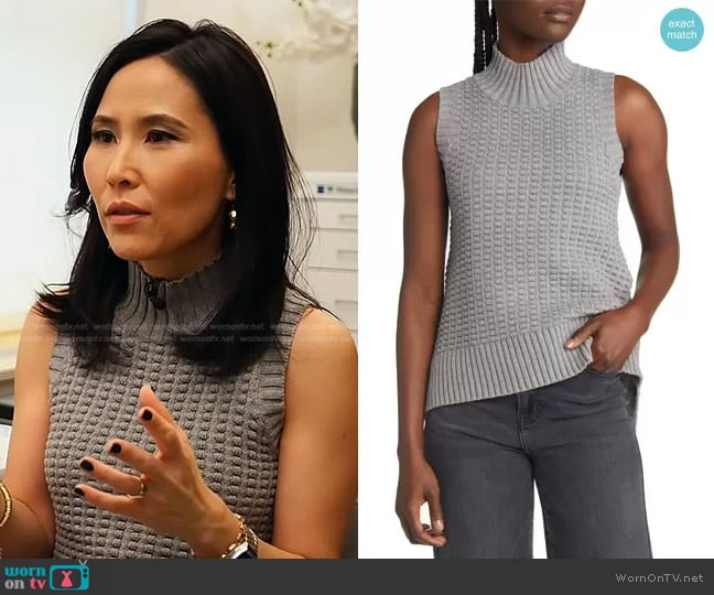 French Connection Mozart Popcorn Stitch Sleeveless Cotton Sweater worn by Vicky Nguyen on Today