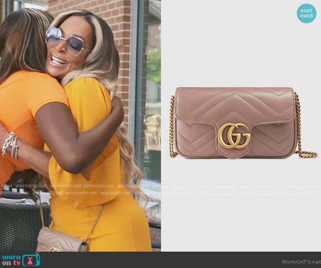 Gucci GG Marmont leather super mini bag worn by Karen Huger on The Real Housewives of Potomac