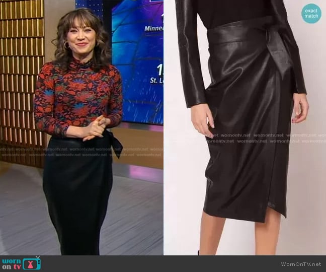 Gracia Leather Wrap Skirt worn by Ginger Zee on Good Morning America