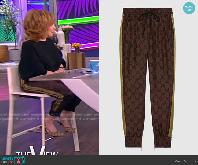 Gucci GG Supreme print silk pant worn by Joy Behar on The View