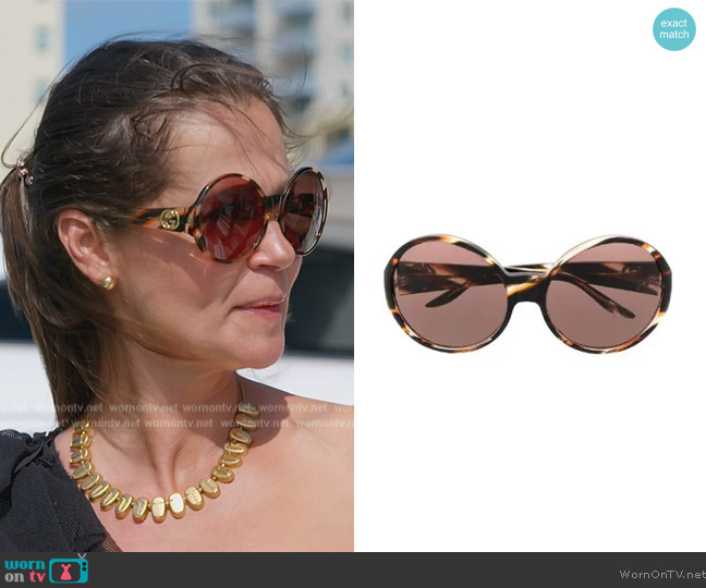 Round-frame sunglasses by Gucci worn by Julia Lemigova (Julia Lemigova) on The Real Housewives of Miami