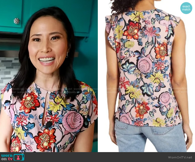 Halogen Floral Ruffle Top worn by Vicky Nguyen on Today