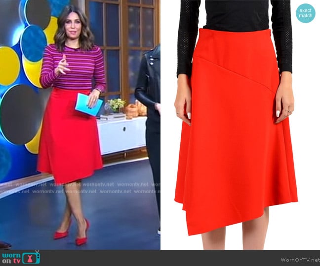 Hugo Boss Vamokato Asymmetrical Skirt worn by Cecilia Vega on Good Morning America