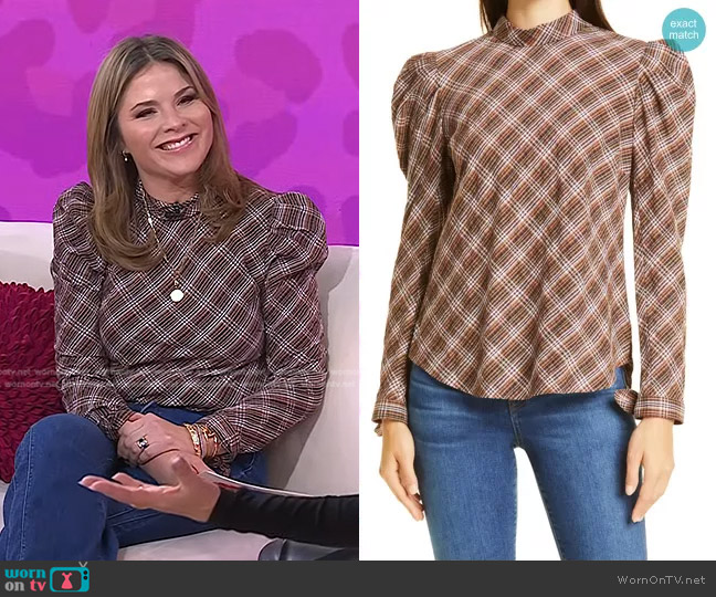 Veronica Beard Isabel Puff Shoulder Top worn by Jenna Bush Hager on Today