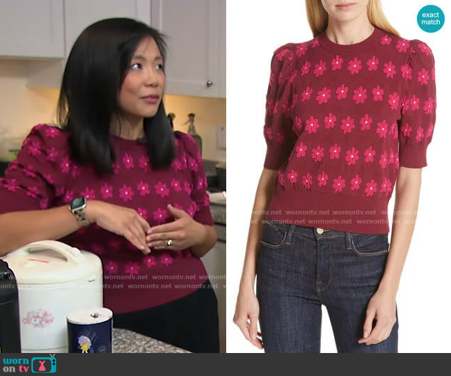 Kate Spade Marker Floral Sweater worn by Weijia Jiang on CBS Mornings