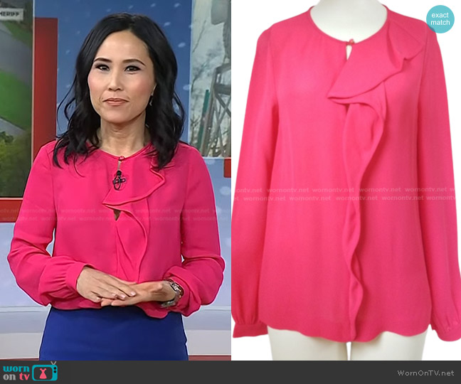 Kate Spade Live Colorfully Blouse in Hot Pink worn by Vicky Nguyen on Today