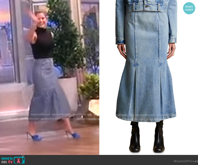 Khaite Levine Denim Skirt worn by Sara Haines on The View