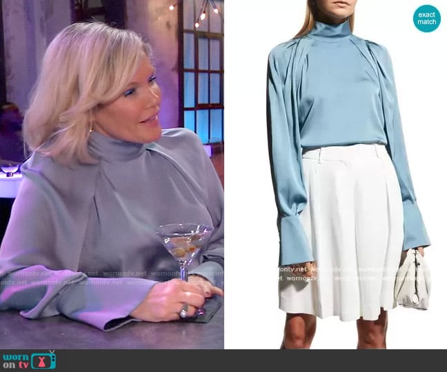 Kobi Halperin Sandrah High Neck Silk Blouse worn by Ava Jerome (Maura West) on General Hospital