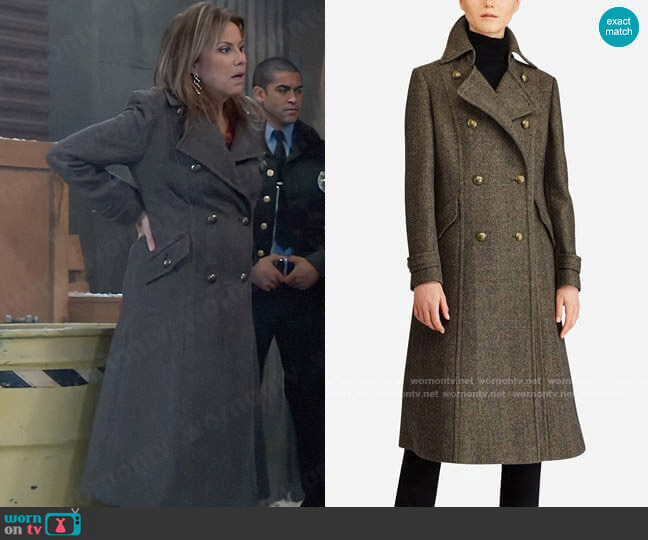 LAUREN Ralph Lauren Double-Breasted Herringbone Coat worn by Alexis Davis (Nancy Lee Grahn) on General Hospital