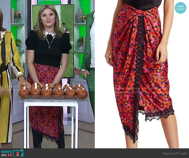 WornOnTV: Jenna’s black puff sleeve sweater and floral skirt on Today ...
