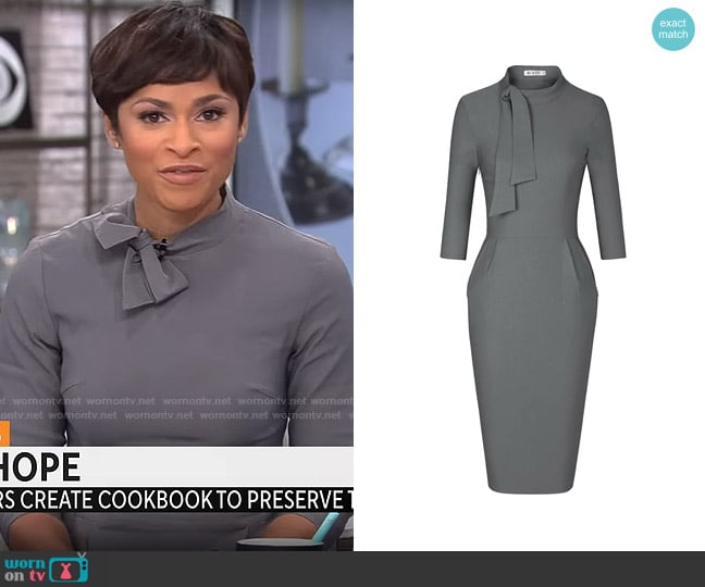 WornOnTV: Jericka Duncan’s grey bow neck dress on CBS Mornings ...