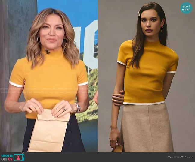 Maeve Mock-Neck Sweater Top worn by Kit Hoover on Access Hollywood