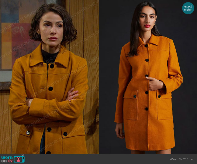 Maeve Textured Peacoat worn by Sarah Horton (Linsey Godfrey) on Days of our Lives