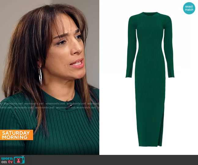 Marina Moscone Collective Green Midi Sweater Dress worn by Michelle Miller on CBS Mornings