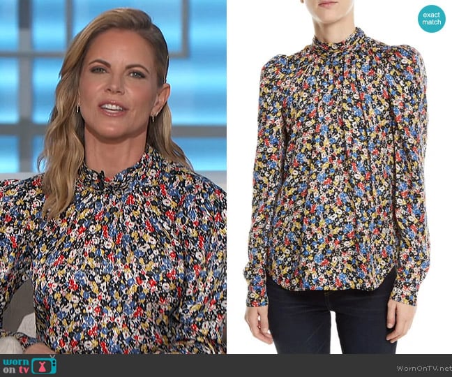 WornOnTV: Natalie’s floral print high neck blouse on The Talk | Natalie ...