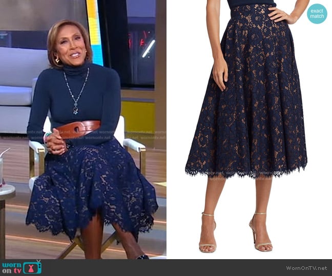 Michael Kors Collection Floral Lace Circle Skirt worn by Robin Roberts on Good Morning America