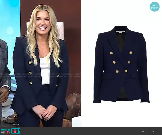 Veronica Beard Miller Dickey Jacket in Navy With Gold Buttons worn by Shea McGee on Today