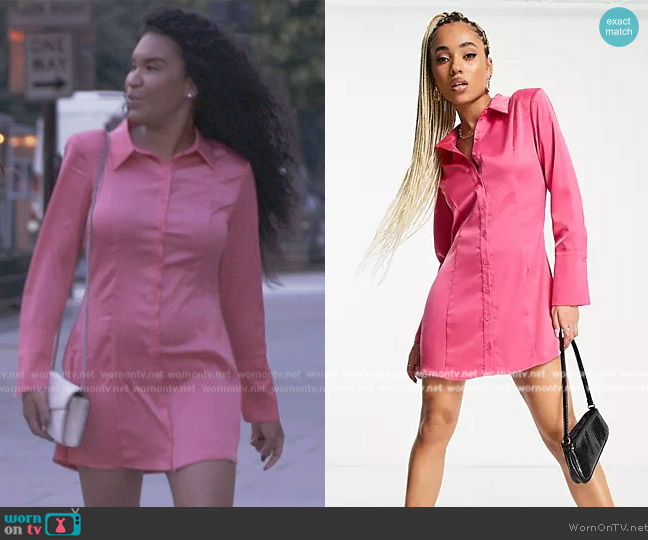 Missguided Satin Shirt Dress with Deep Cuffs worn by Deborah Williams on The Real Housewives of Potomac