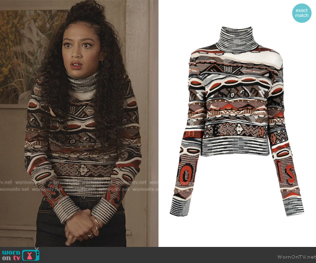 Missoni Roll-neck knitted jumper worn by Olivia Baker (Samantha Logan) on All American