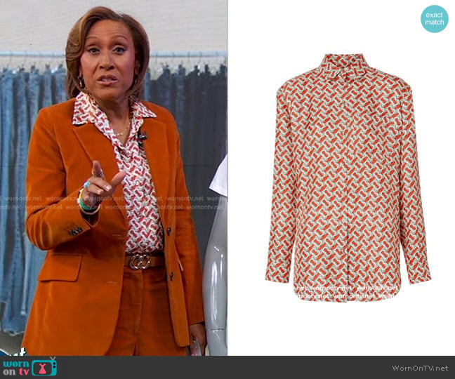 Monogram Print Shirt by Burberry worn by Robin Roberts on Good Morning America